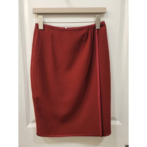 Ann Taylor Red Pencil Skirt with Satin Trim - Picture 6 of 9